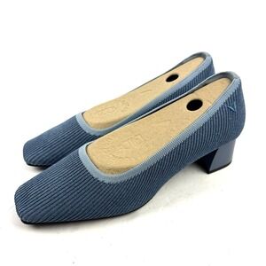 Vivaia Melody Chunky Heel 42 Blue Ash Square Toe Block Heel Stretch New 10.5